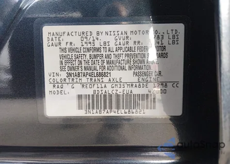 2014 Nissan Sentra S from USA, damaged, VIN 3N1AB7AP4EL686821